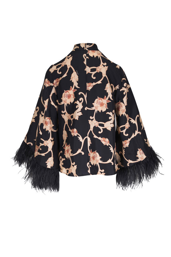 La DoubleJ Make An Exit Black & Gold Print Feather Top - view 2