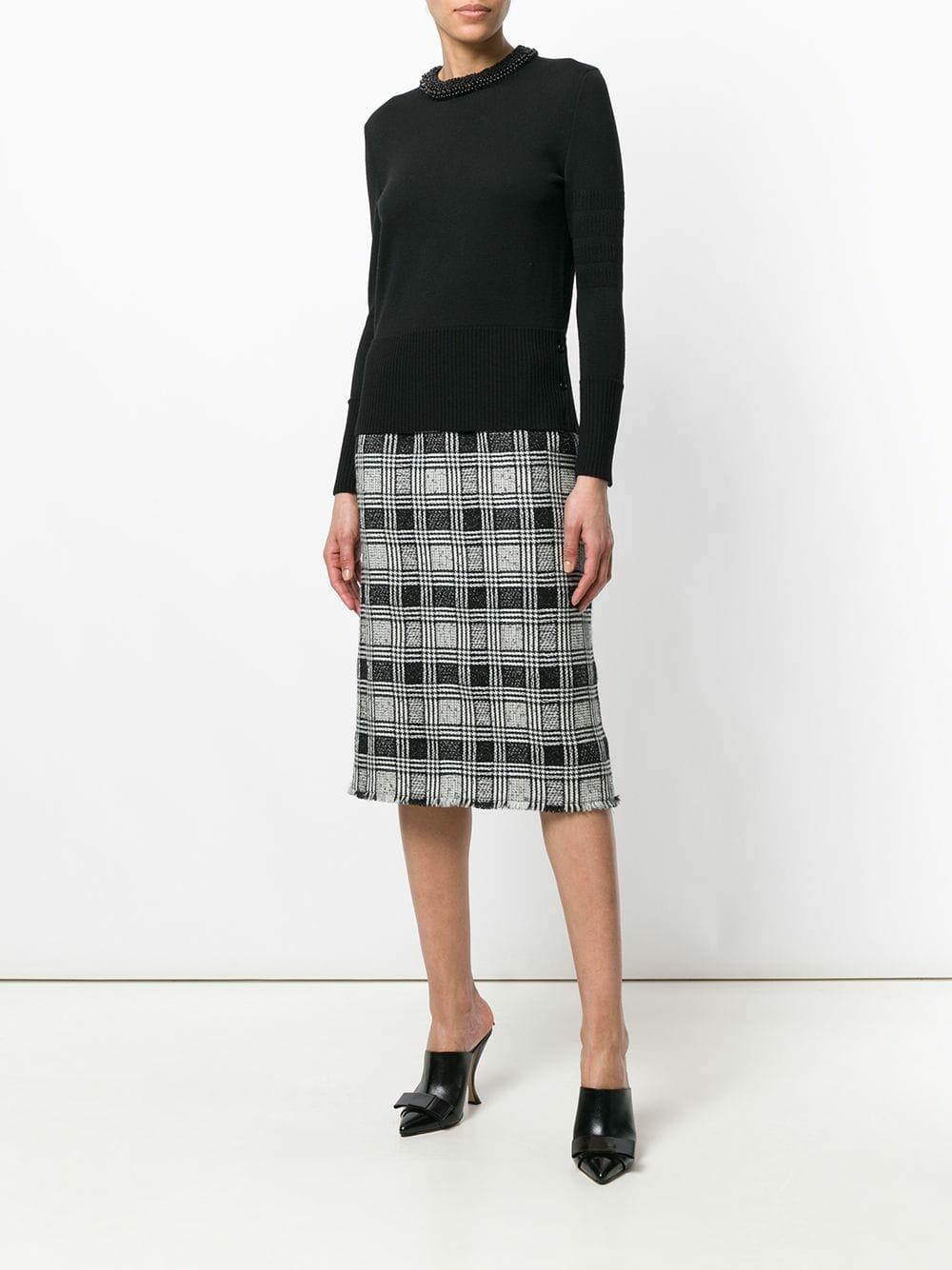 Thom Browne - Black Pearl Trim Crewneck Sweater