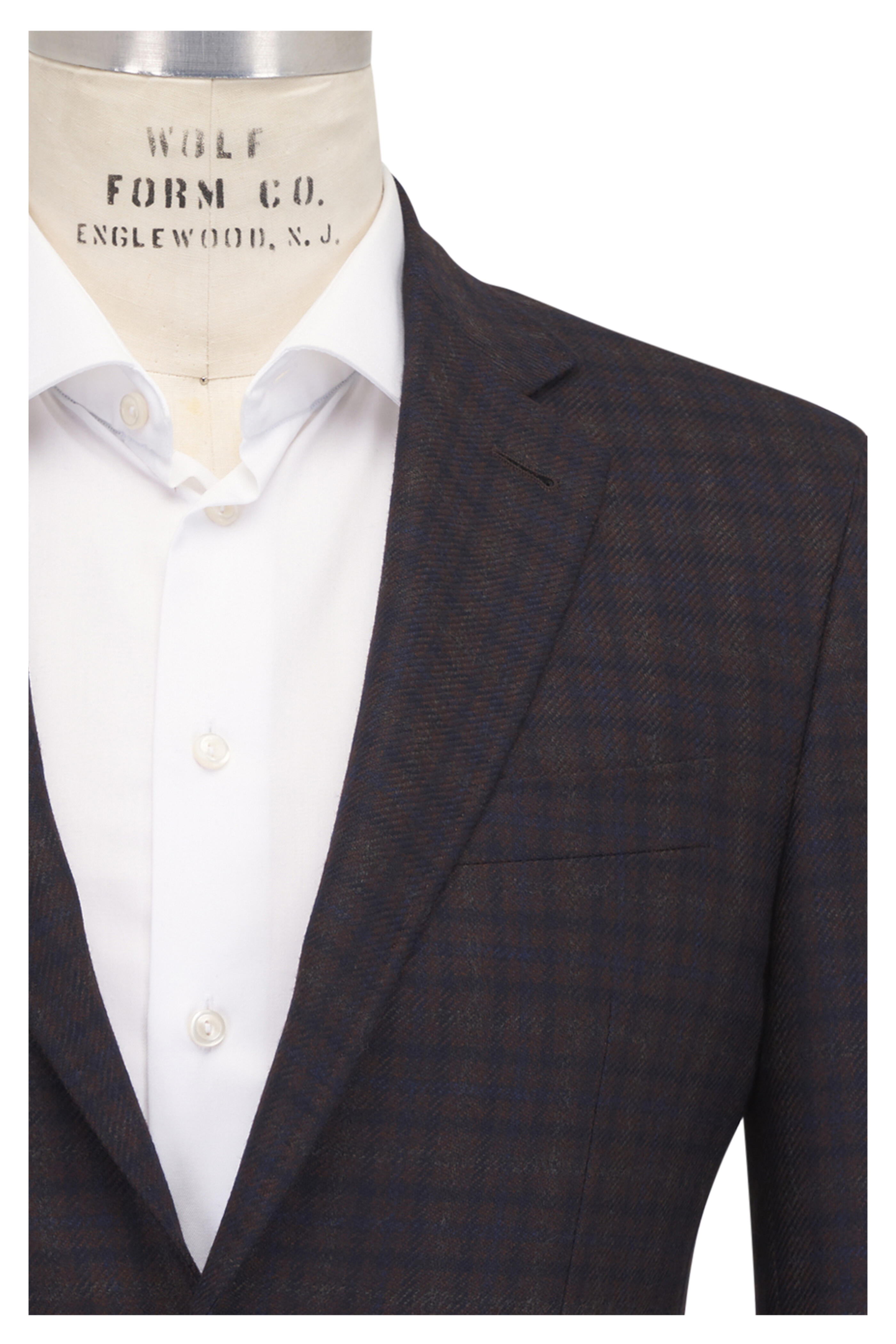 Canali - Kei Brown & Navy Check Wool Sportcoat