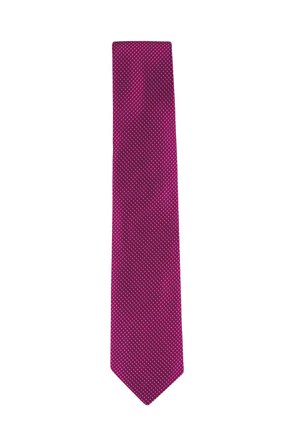 Eton Red Textured Silk Necktie - view 1