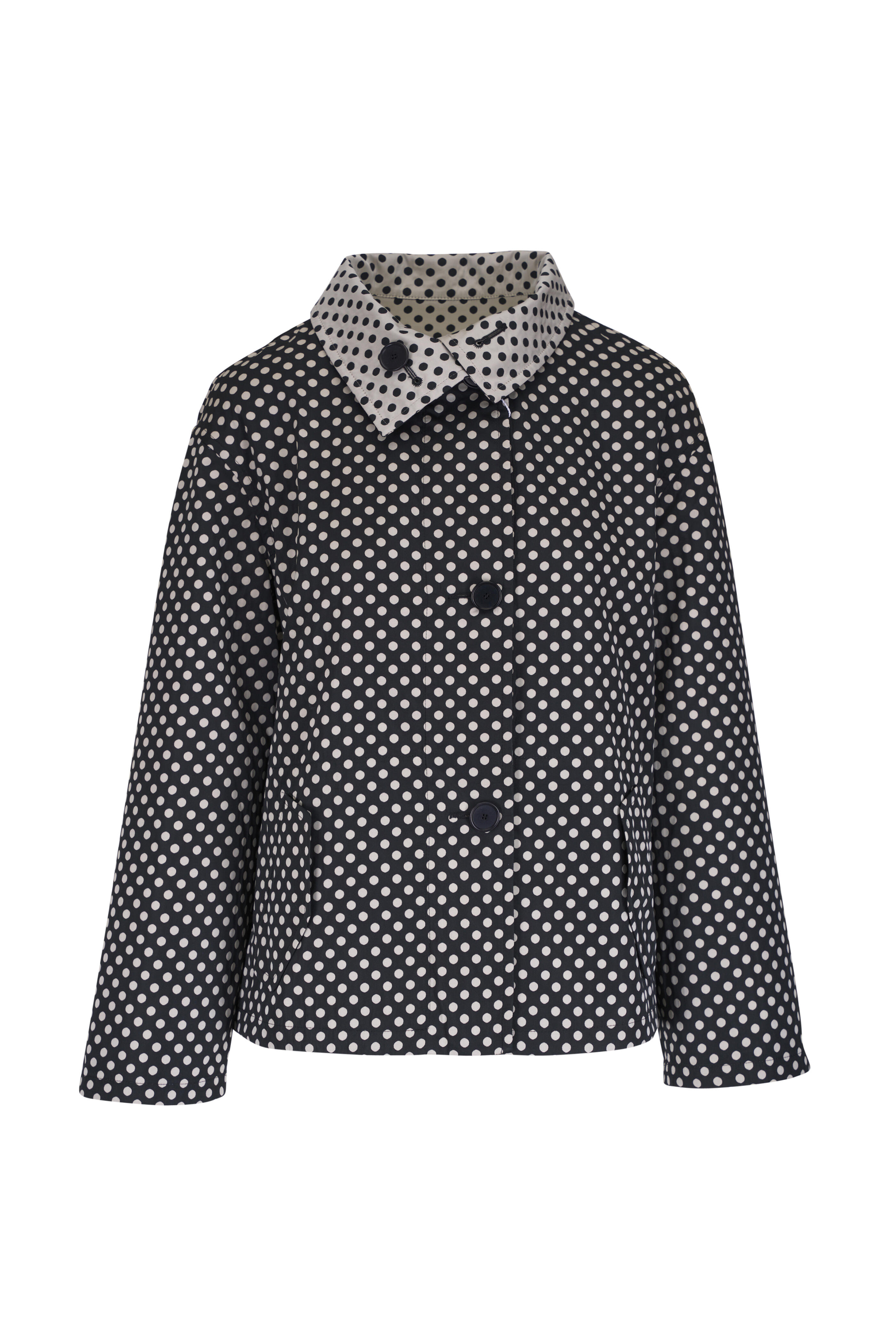Akris Punto - Black & Cream Reversible Polka Dot Jacket