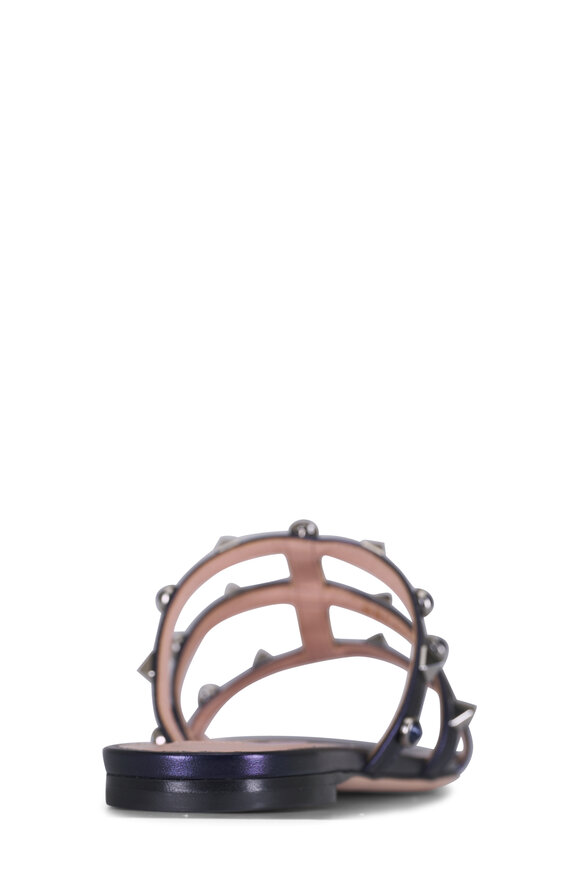 Valentino Garavani Rockstud Indigo Leather Sandal - view 3