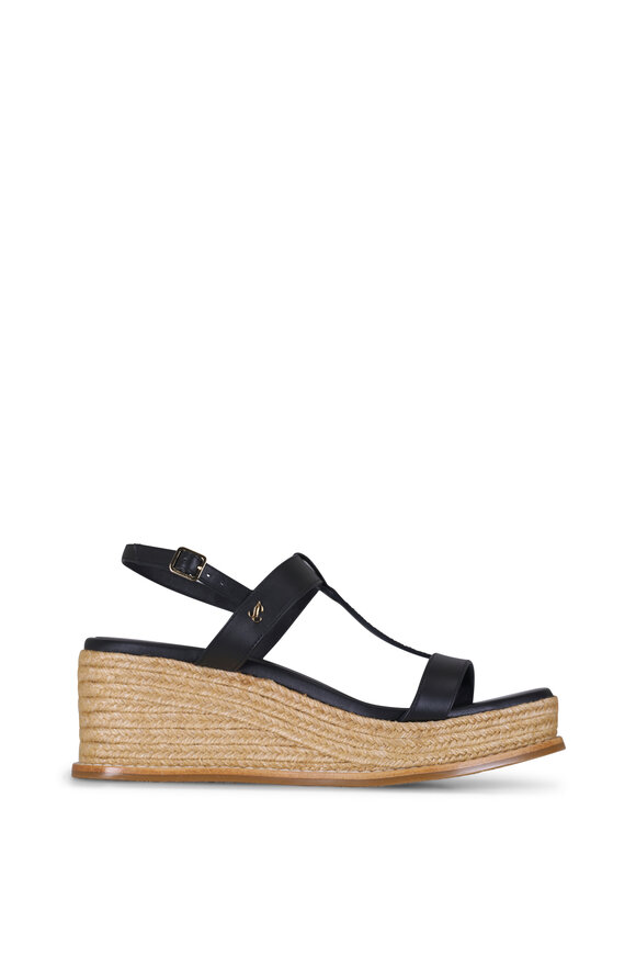 Jimmy Choo Theia Black Leather Wedge Sandal, 60mm - view 3
