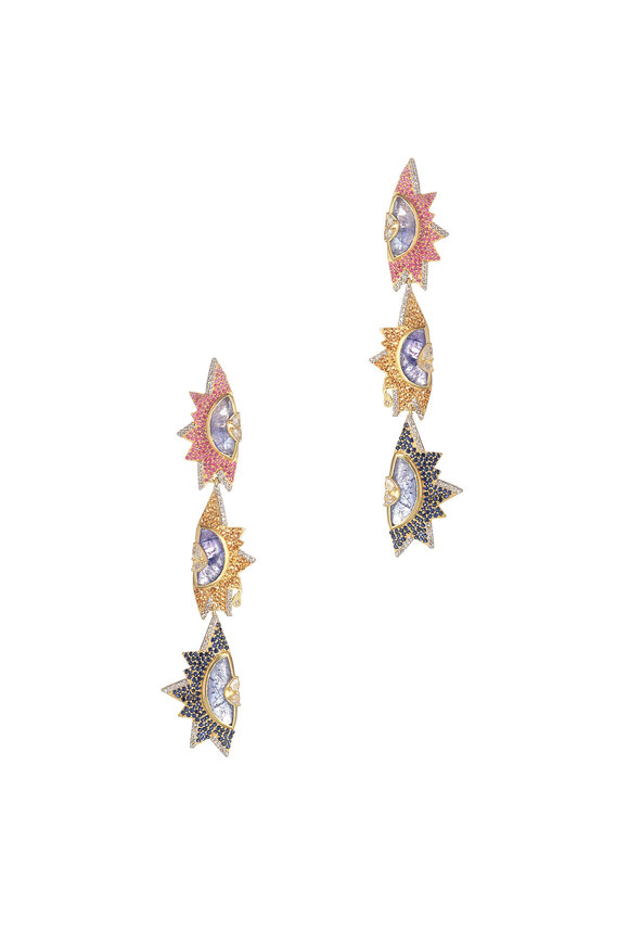 Coomi - 20K Yellow Gold Sapphire Sagrada Earrings