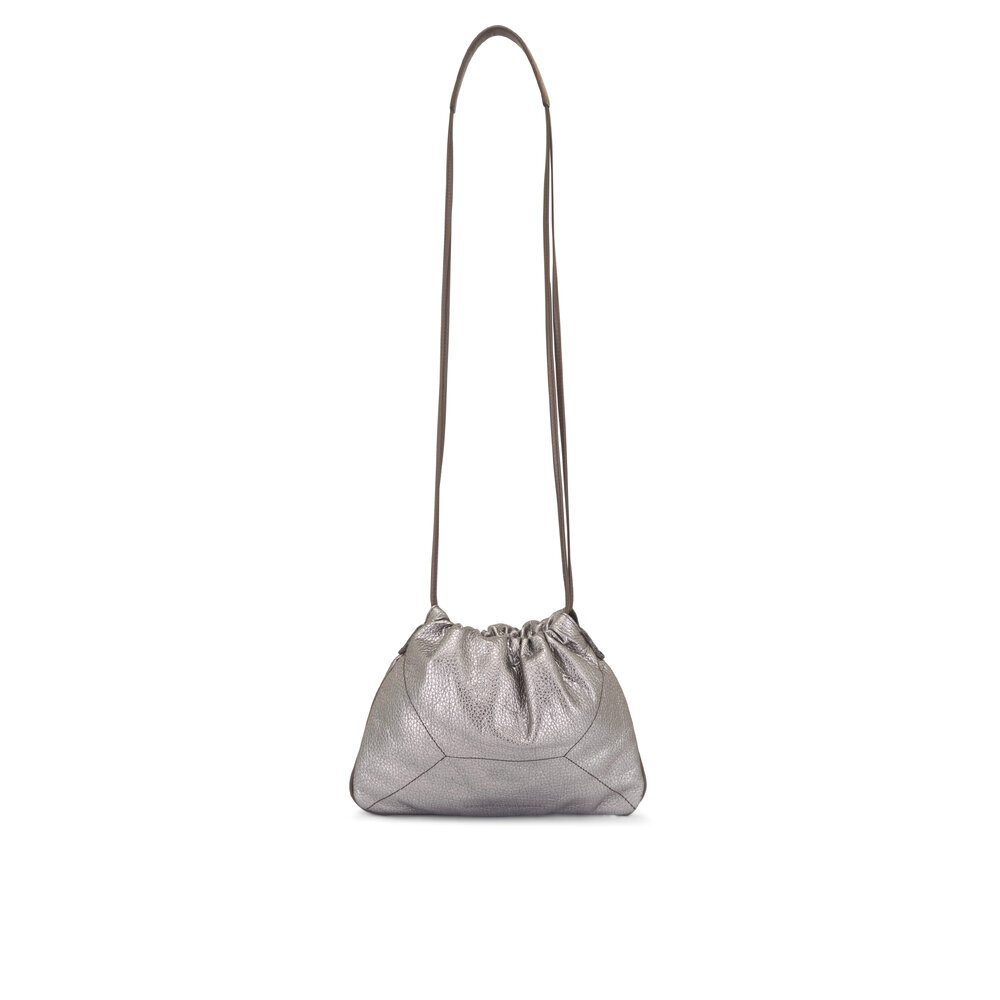Brunello Cucinelli - Silver Metallic Drawstring Shoulder Bag