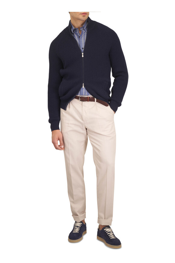 Brunello Cucinelli Navy Suede Sneaker - view 2