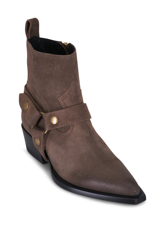 Christian Louboutin - Miss Tack Beige Suede Ankle Boot, 85mm