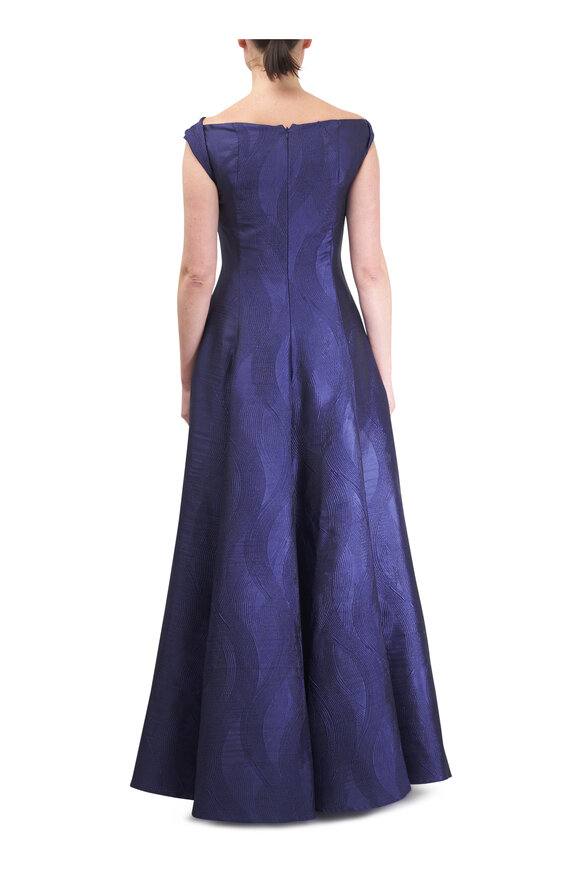 Talbot Runhof Royal Blue Jacquard Evening Gown - view 4