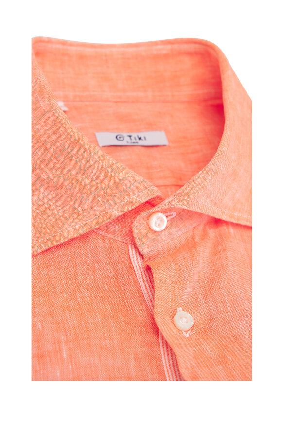 Tiki Orange Linen Sport Shirt - view 4
