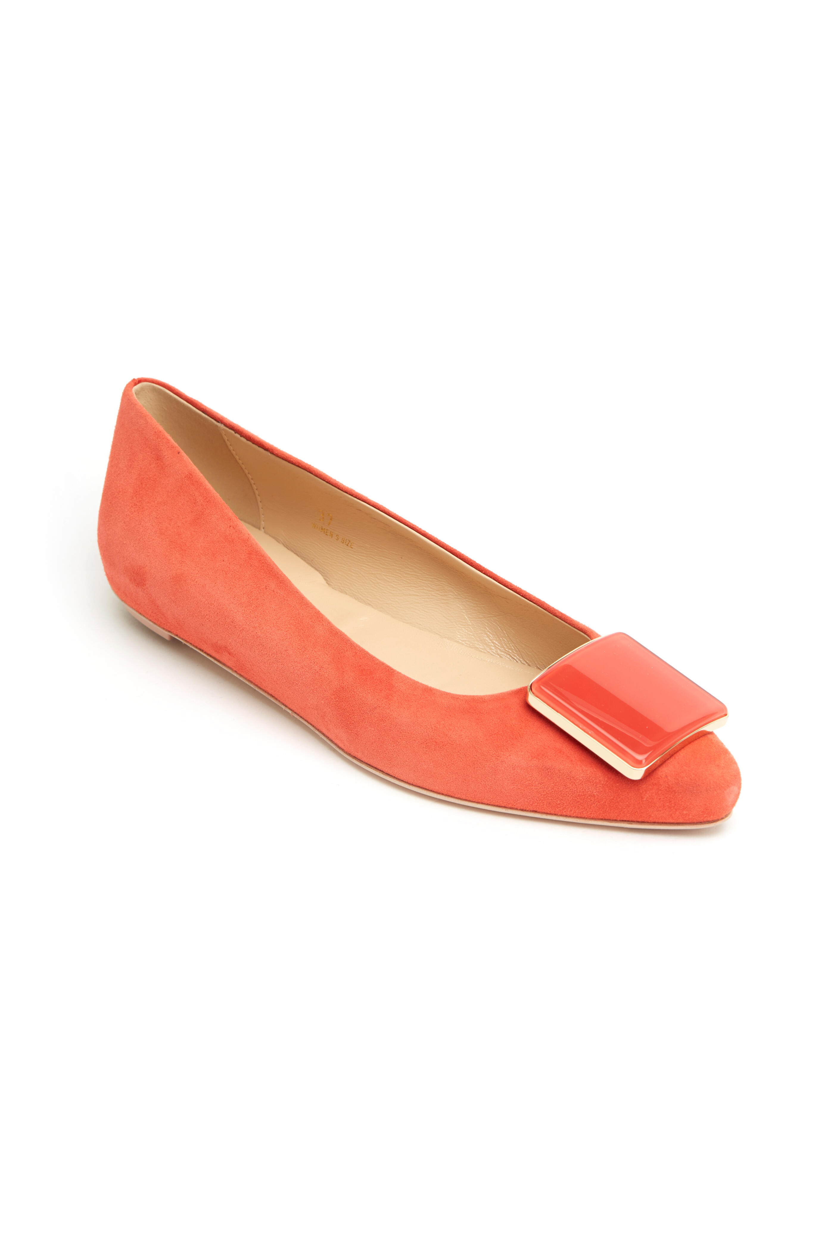 Tod's - Coral Suede Pointed Ballet Flats