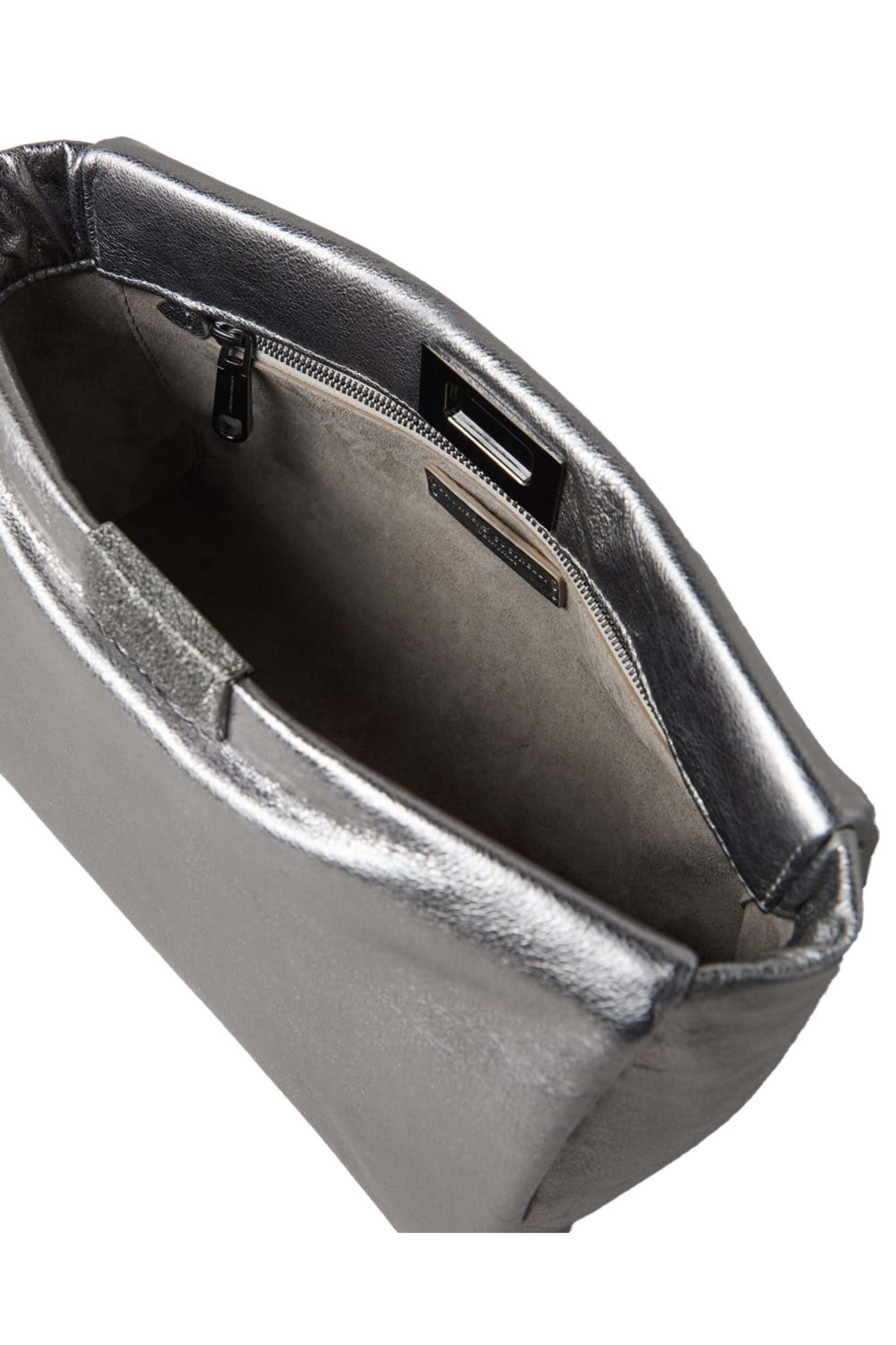 Brunello Cucinelli - Metallic Leather Clutch in Sterling Silver