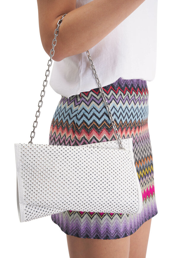 Christian Louboutin - Loubitwist White & Silver Crystal Shoulder Bag 