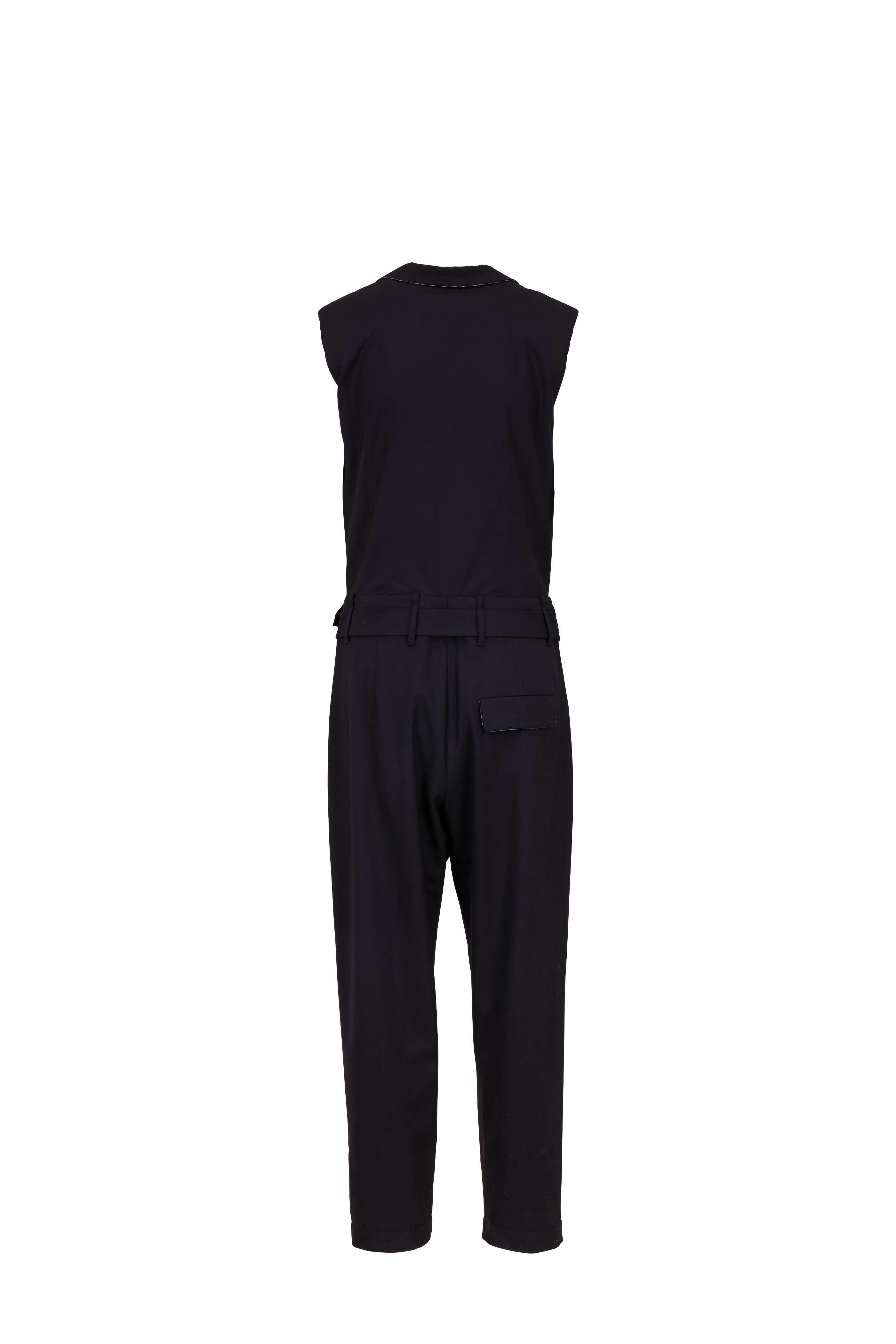 Brunello Cucinelli - Black Wool Monili Trim Jumpsuit