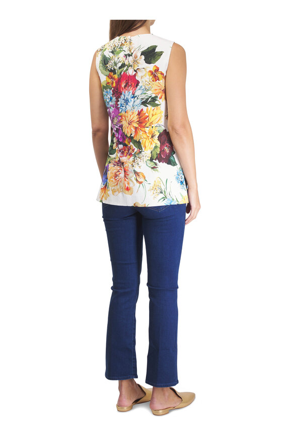 Dolce & Gabbana Multicolor Floral Print Sleeveless Crewneck Blouse - view 3