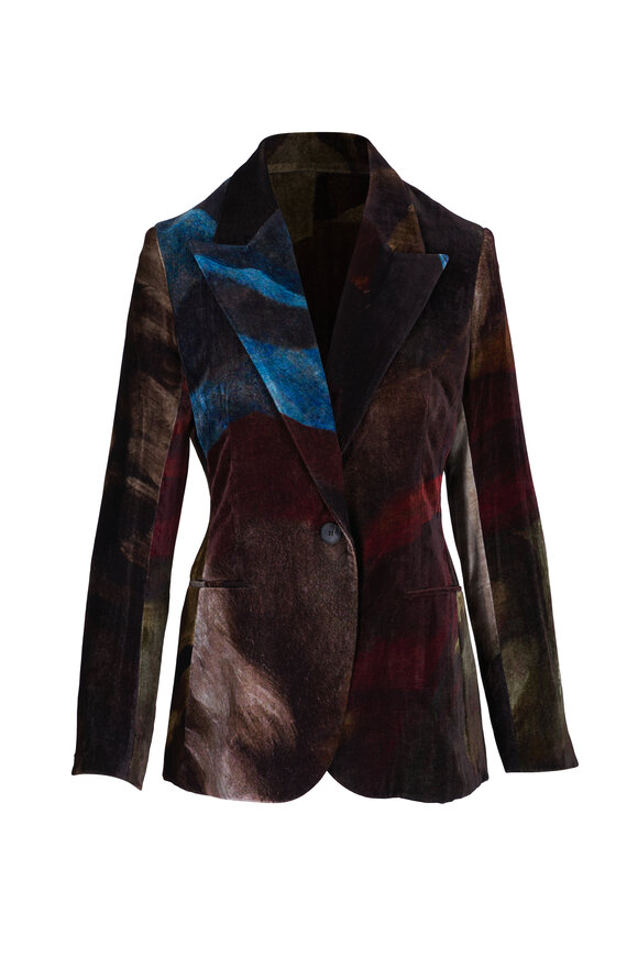 Lafayette 148 New York Sienna Print Peak Lapel Tailored Blazer