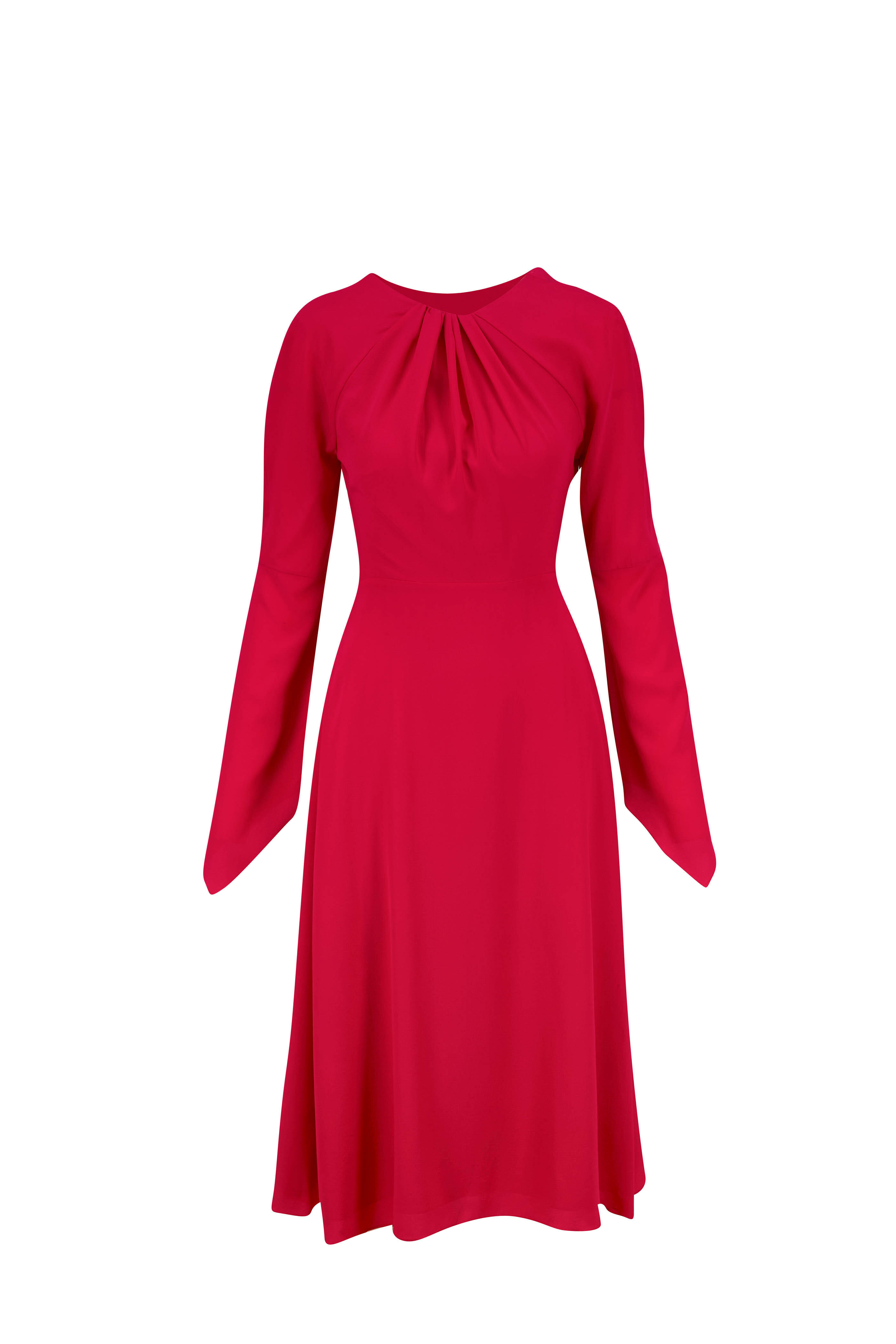 Victoria Beckham - Pink Silk Twist Back Crepe Midi Dress