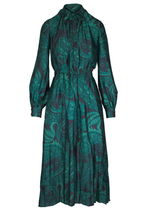 Etro Green Print Midi Dress