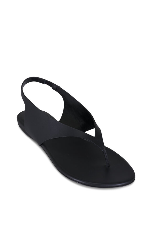 Le Monde Béryl Langley Black Leather Flat Thong Sandal