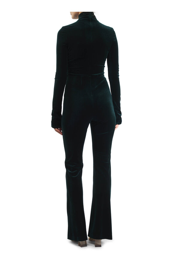 Galvan - Boston Hunter Green Velvet Jumpsuit