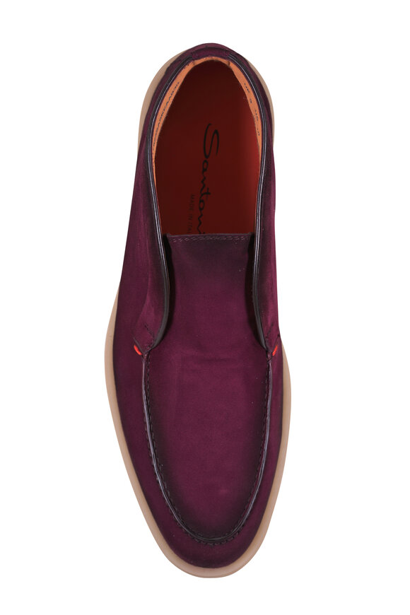 Santoni Digits Burgundy Suede Mid Top Boot - view 7