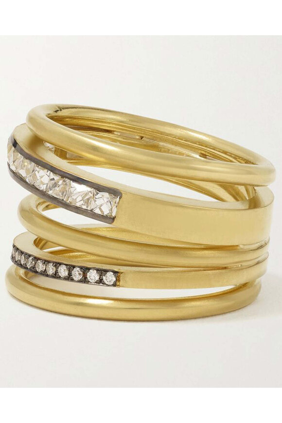 Sylva & Cie 18k Gold Diamond Spiral Ring - view 4