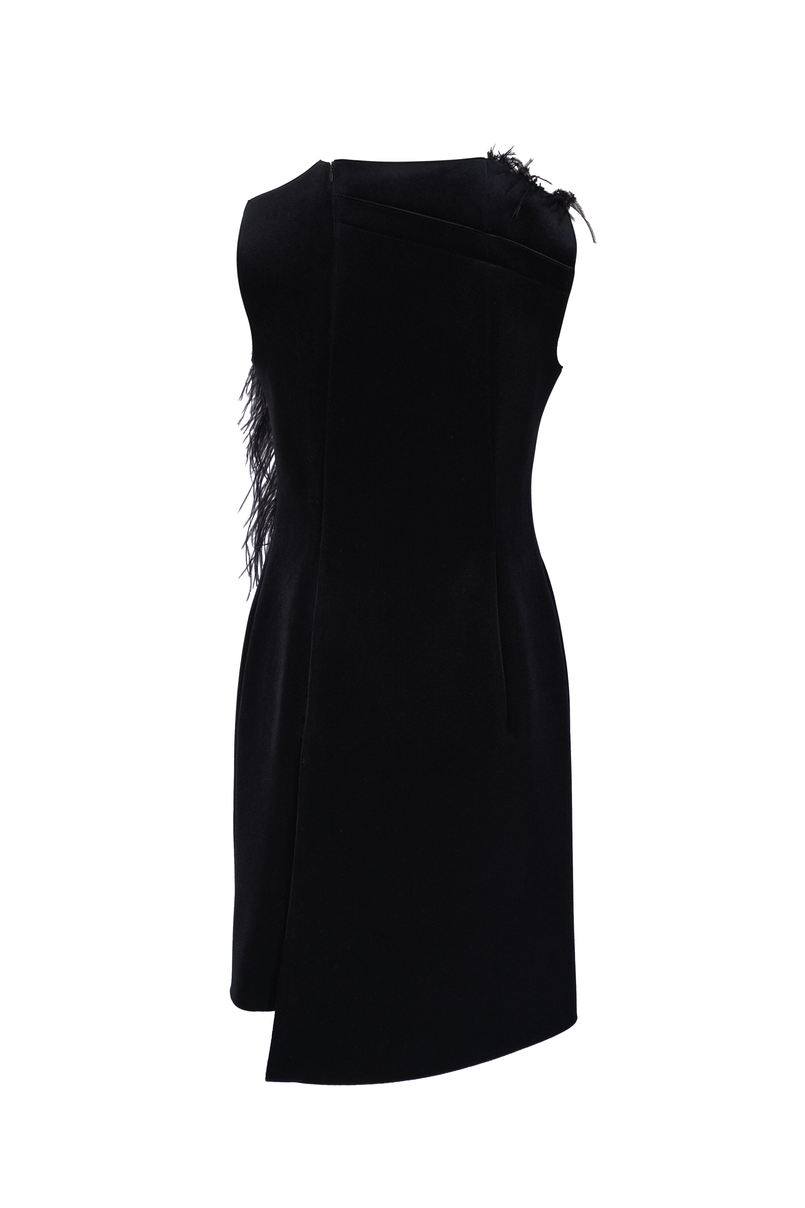 Akris - Black Feather Trim Mini Dress