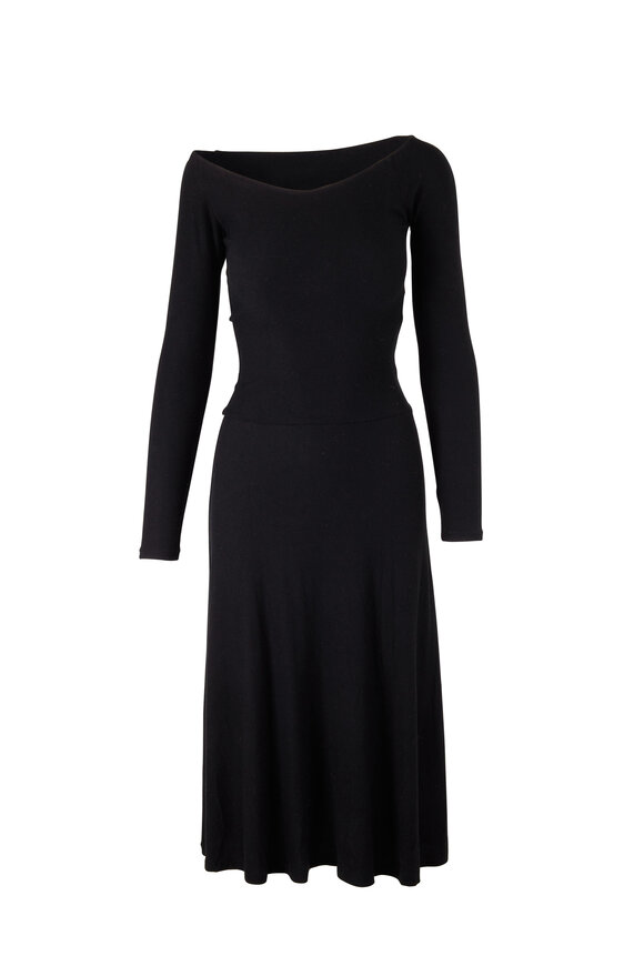 Vince - Black Off-The-Shoulder Long Sleeve Dress