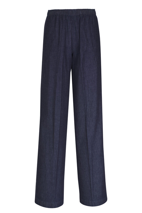 Vince Washed Indigo Cotton Low-Rise Wide Leg Pant