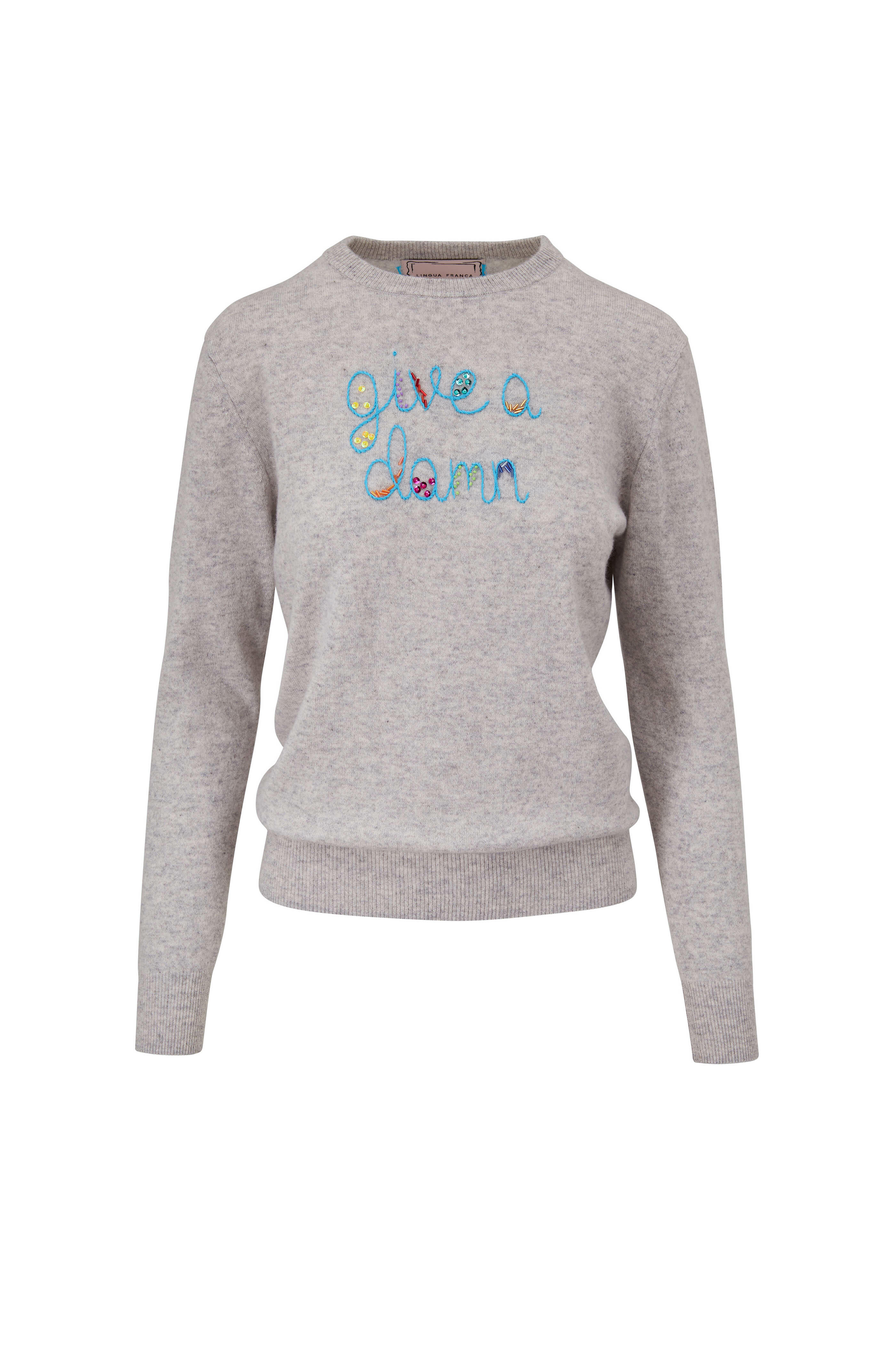 Lingua Franca - Smoke & Turquoise Give A Damn Sweater