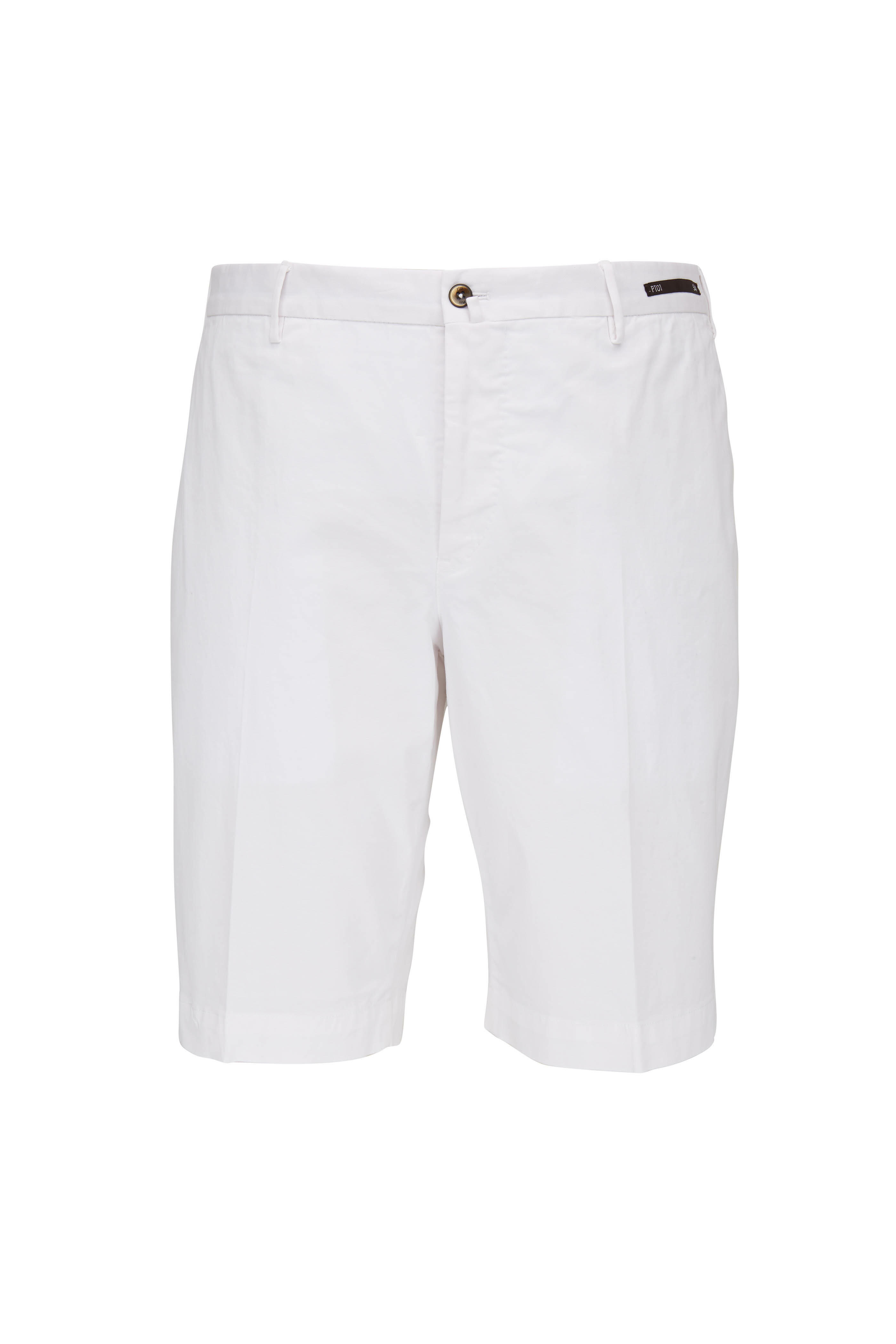 PT Torino - White Stretch Cotton Shorts
