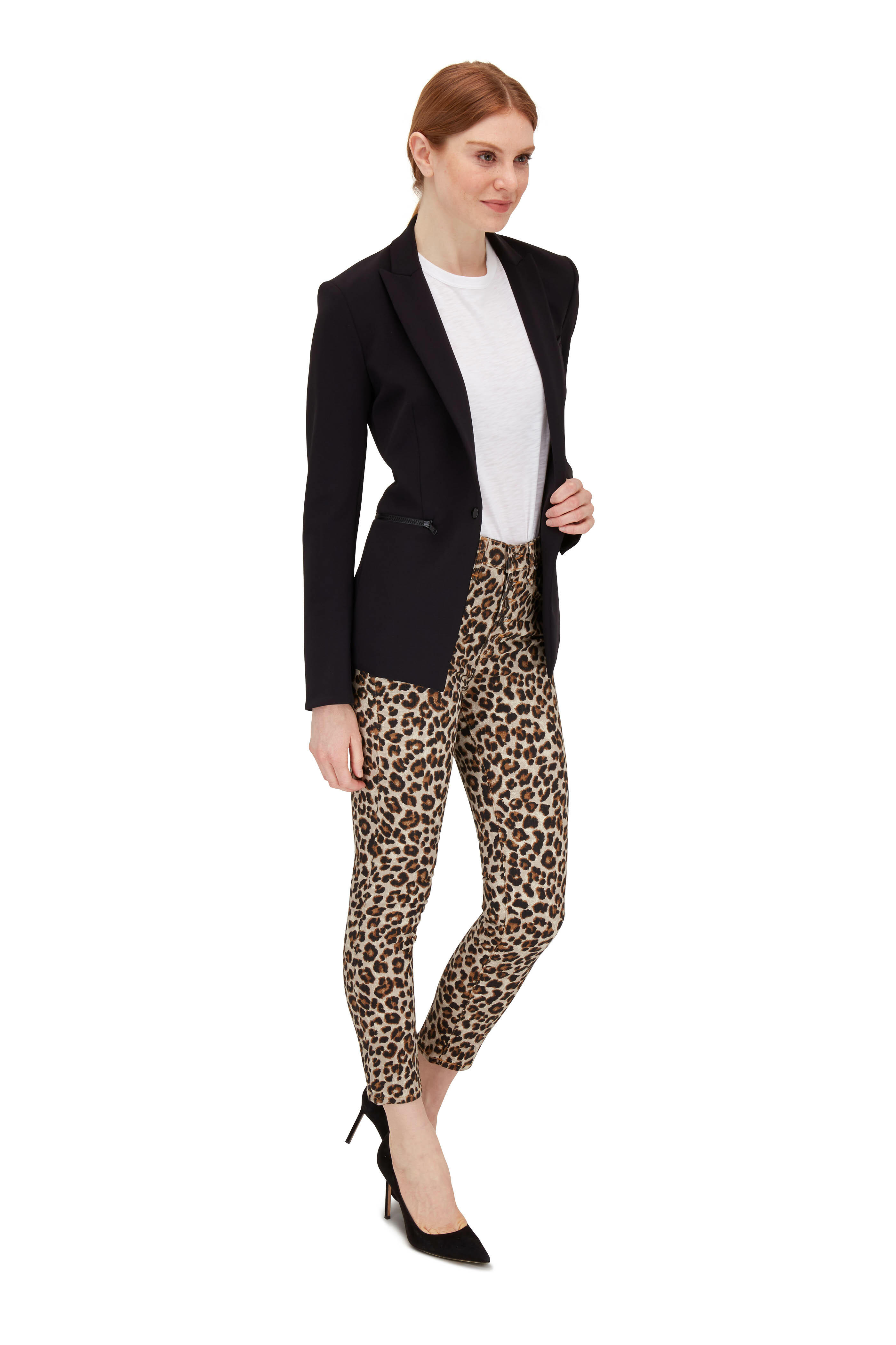 Veronica Beard Debbie leopard high rise jean sale 25