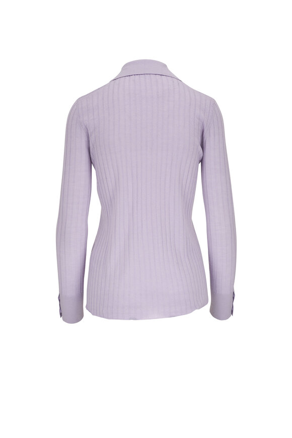 Lisa Yang - Aria Lilac Ribbed Cashmere Cardigan