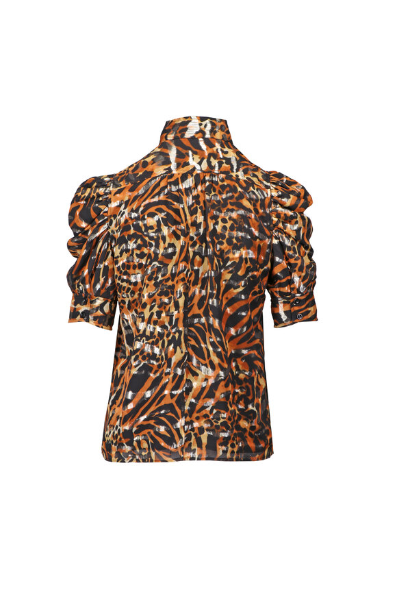 Frame The Gillian Leopard Silk Button-Up Shirt - view 2