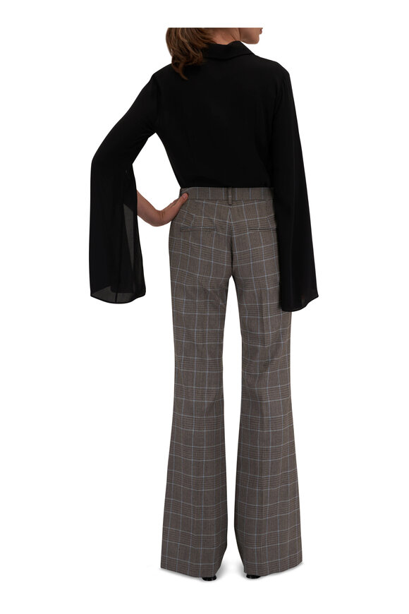 Michael Kors Collection - Haylee Brown & Blue Plaid Flare Pant