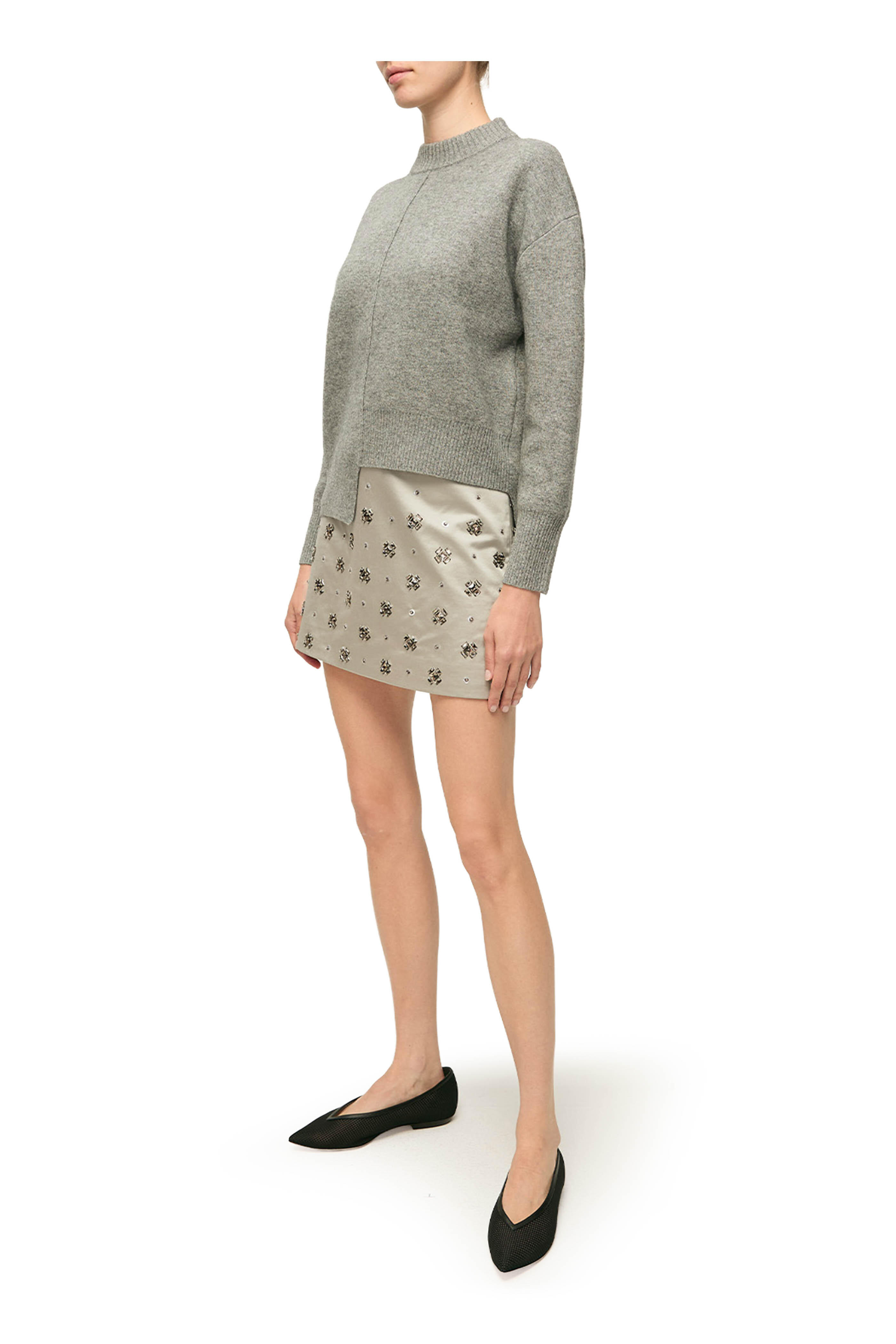 Veronica Beard - Olenna Silver Embellished Satin Mini Skirt - view 4
