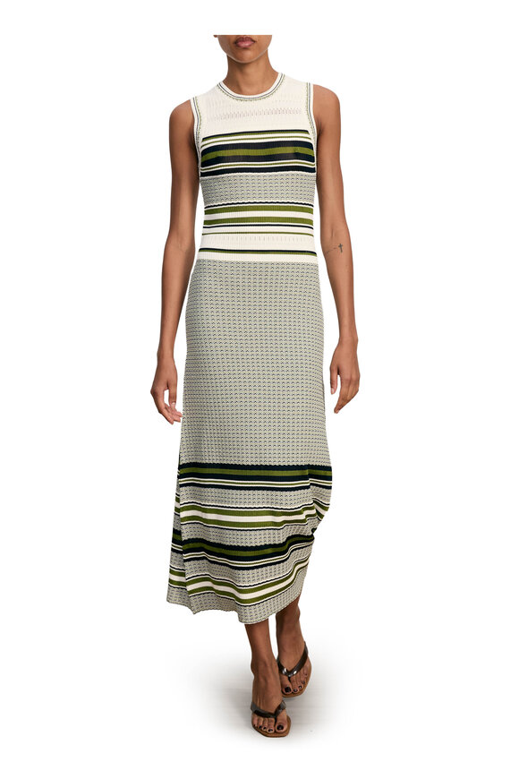 Veronica Beard Dawna Blue, Green & White Knit Midi Dress - view 2