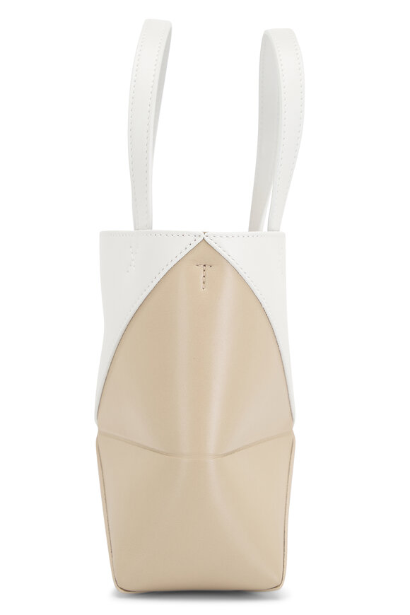 Loewe - Mini Puzzle Fold White & Neutral Leather Tote