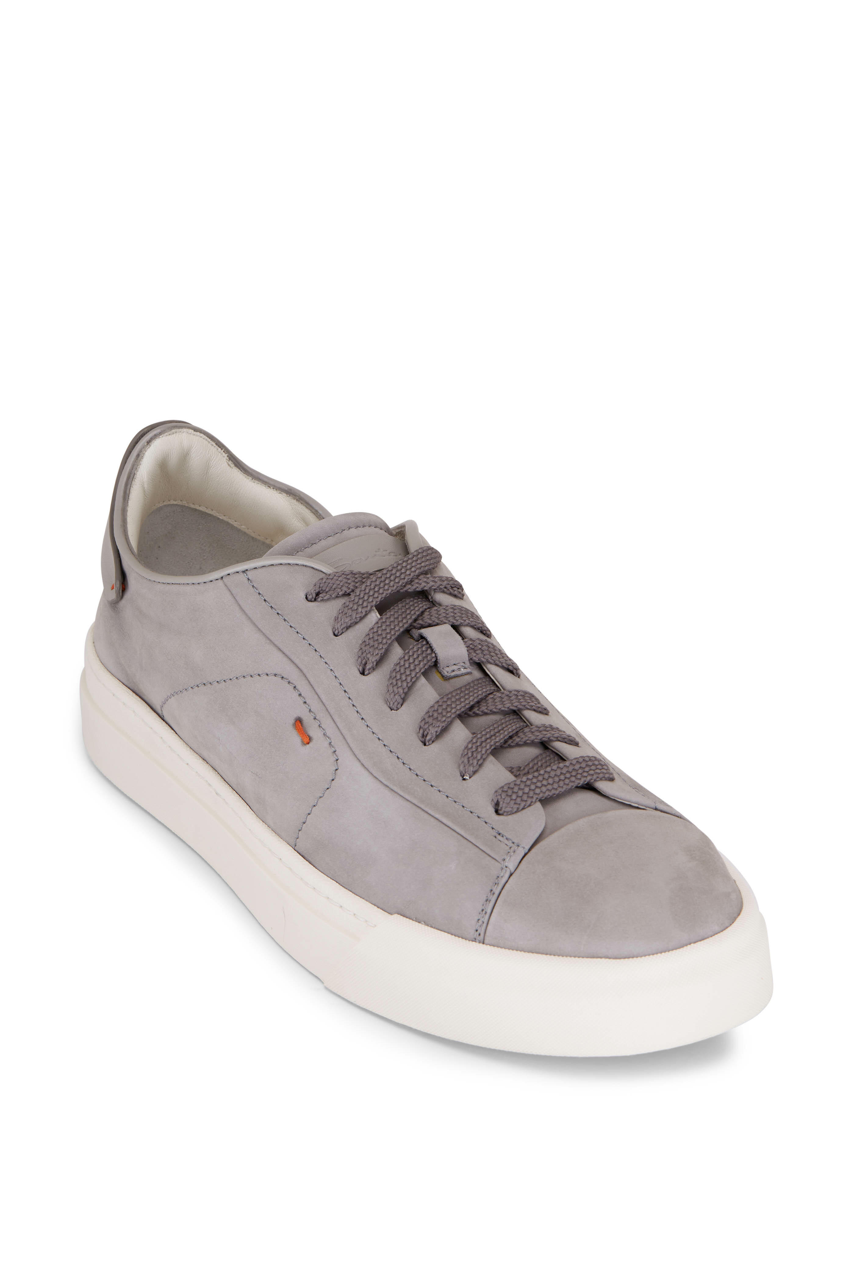 Santoni - Drubing Gray Suede Low Top Sneaker | Mitchell Stores