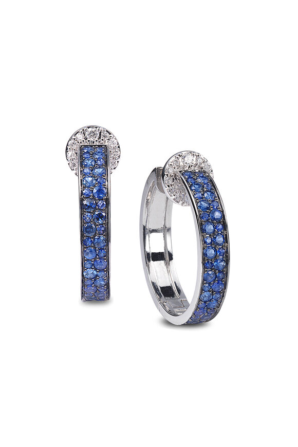 Nam Cho Modern Diamond & Sapphire Hoop Earrings