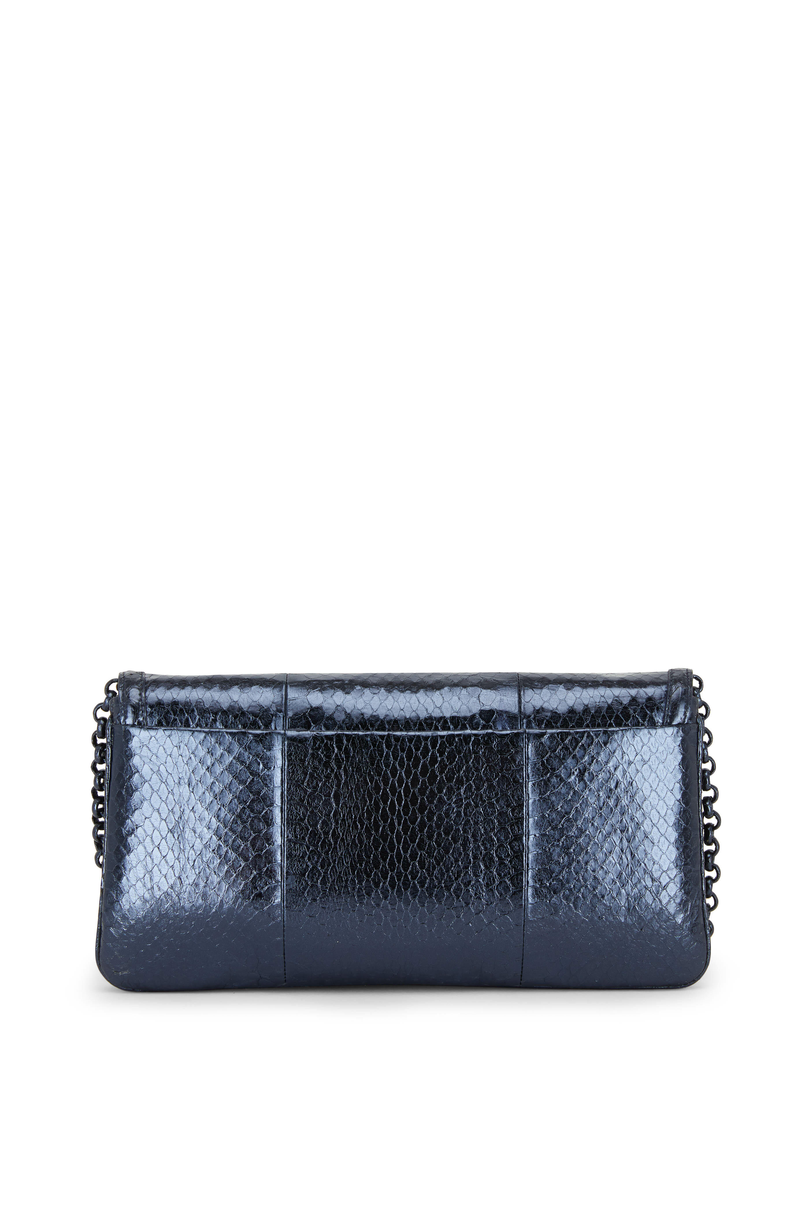 Nancy Gonzalez - Tracy Metallic Navy Blue Snakeskin Clutch