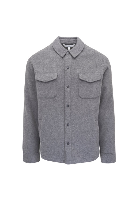 Peter Millar Crown Flex Dark Gray Merino Wool Shirt Jacket