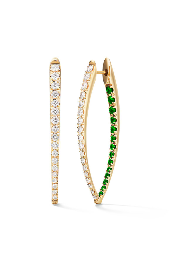 Melissa Kaye 18k Yellow Gold Diamond & Tsavorite Earrings