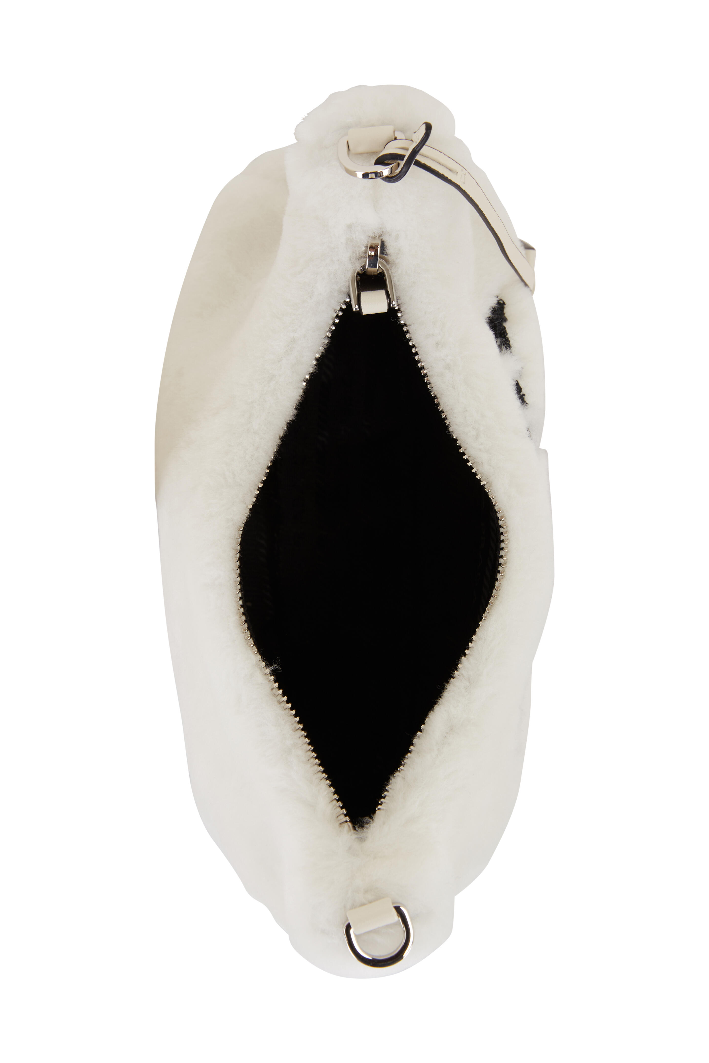 Prada Women's White Logo Shearling Shoulder Bag | by Mitchell Stores