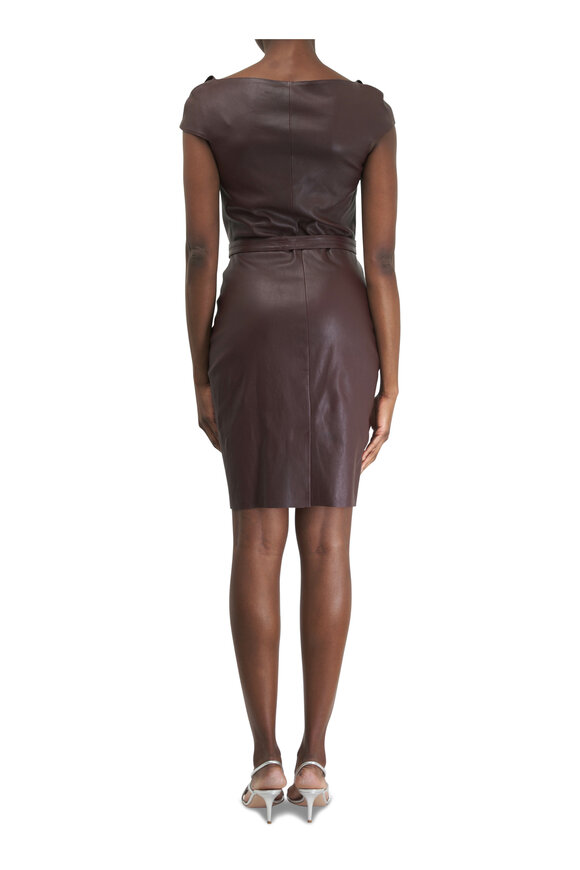 Jitrois - Eve Dark Brown Stretch Leather Mini Dress