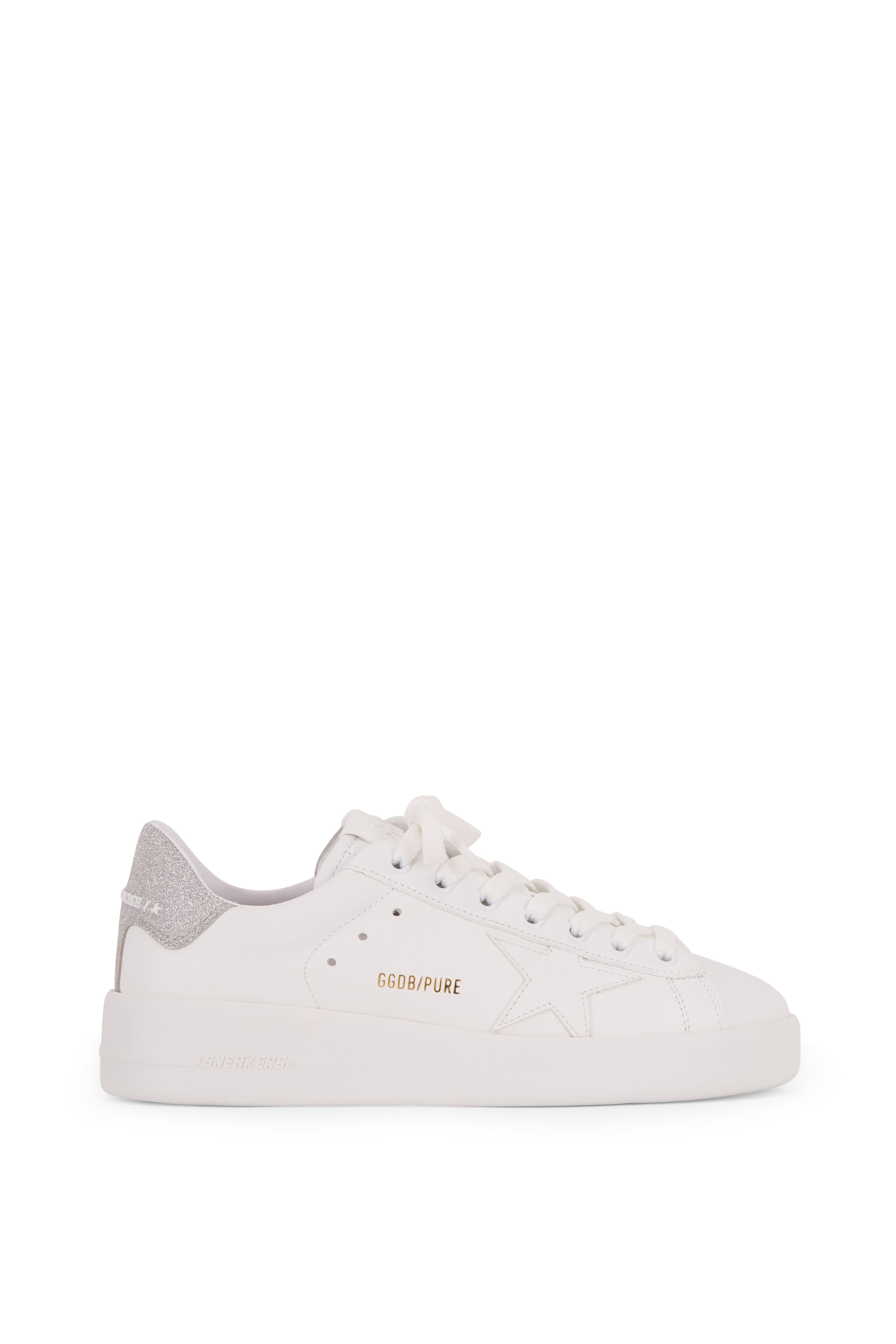 Golden Goose - Pure Star White Leather & Silver Glitter Sneaker