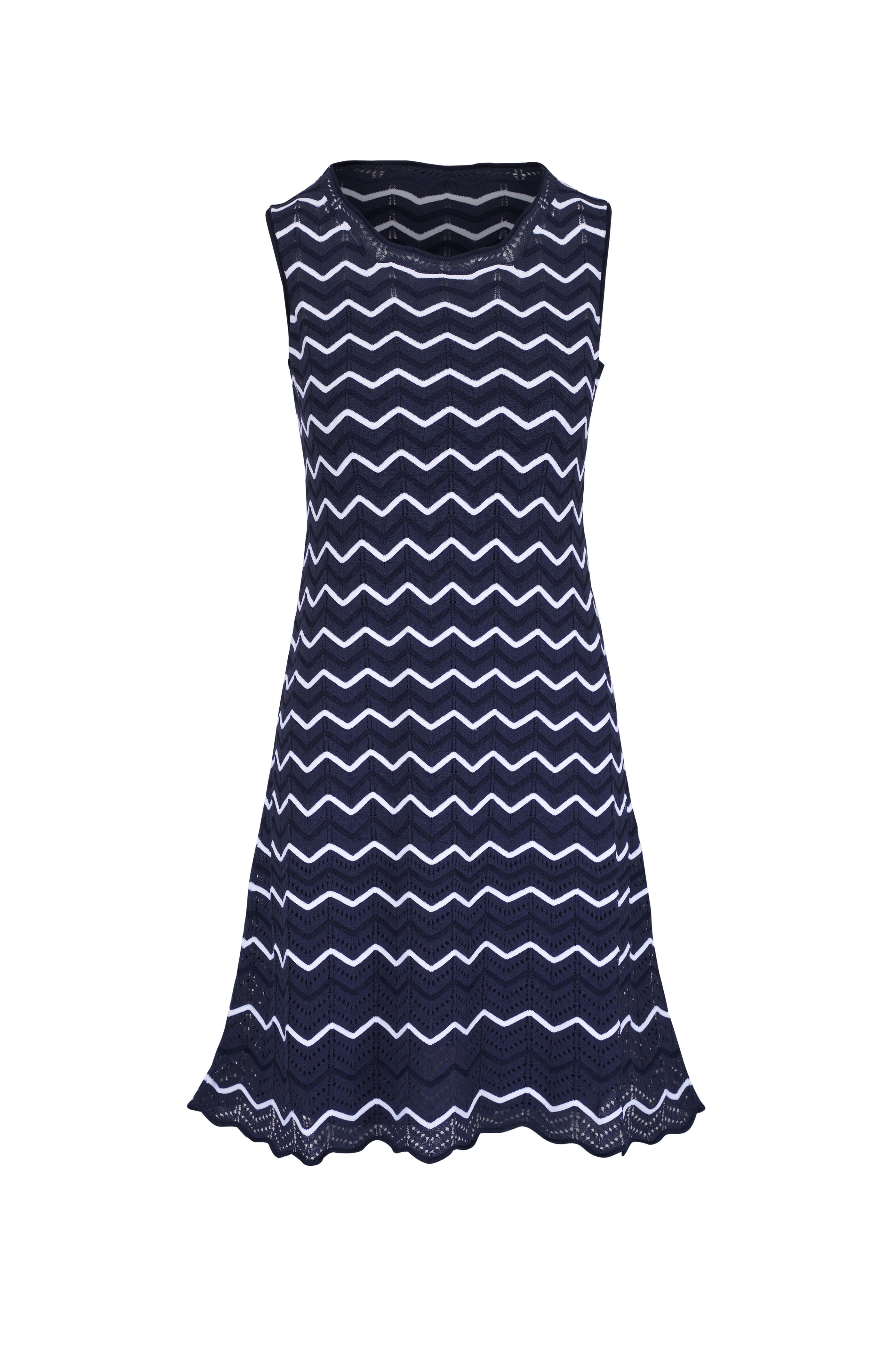D.Exterior - Navy Blue & White Zig Zag Dress
