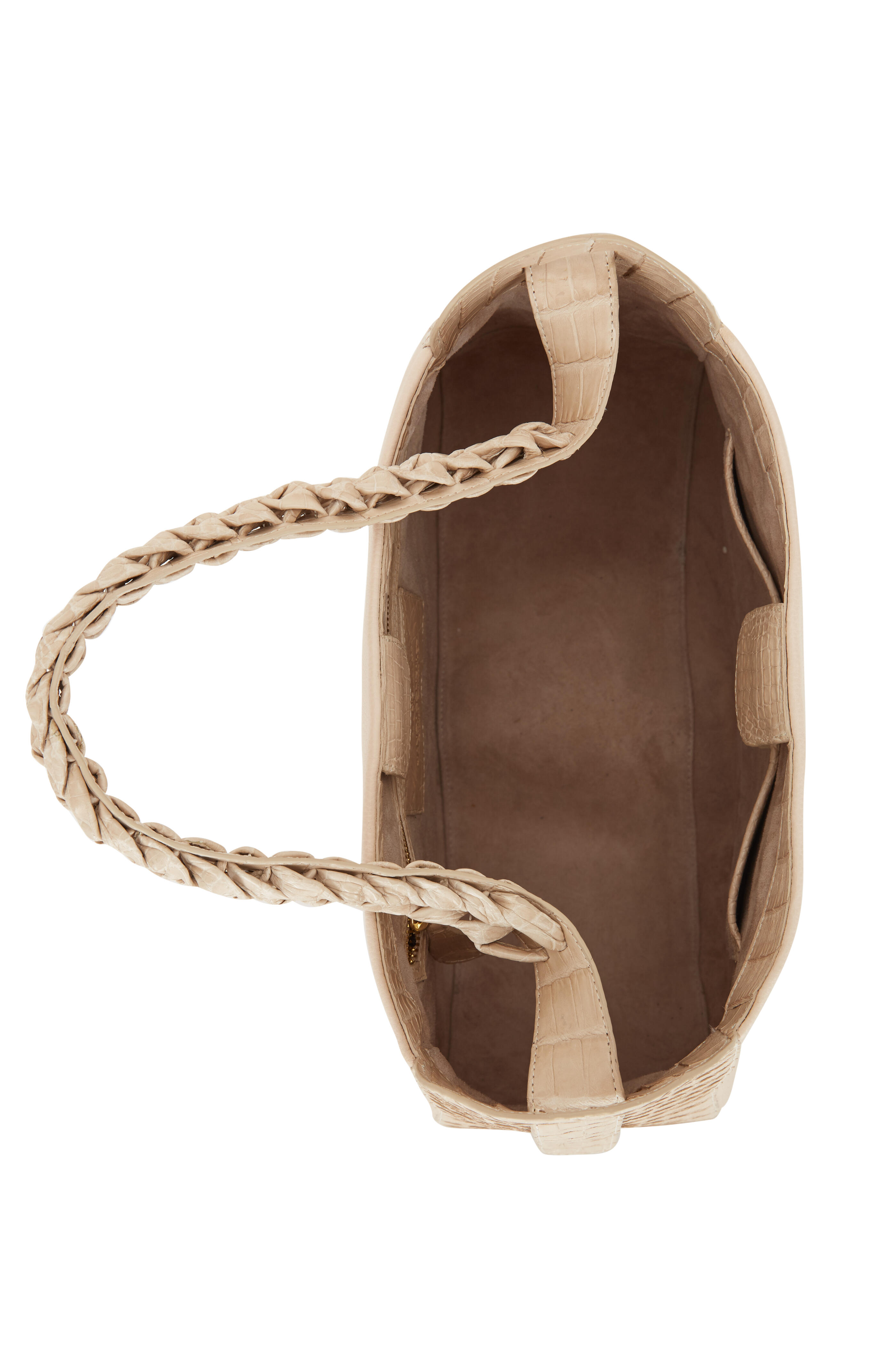 Nancy Gonzalez - Taupe Grained Leather & Crocodile Large Hobo Bag