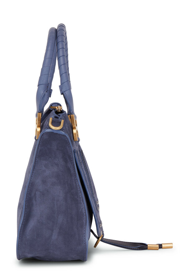 Chloé - Marcie Graphite Navy Suede Double Carry Bag