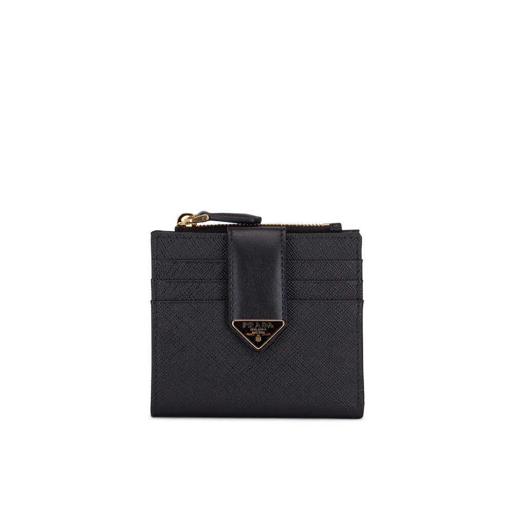 Prada - Black Leather Triangle Logo Wallet | Mitchell Stores