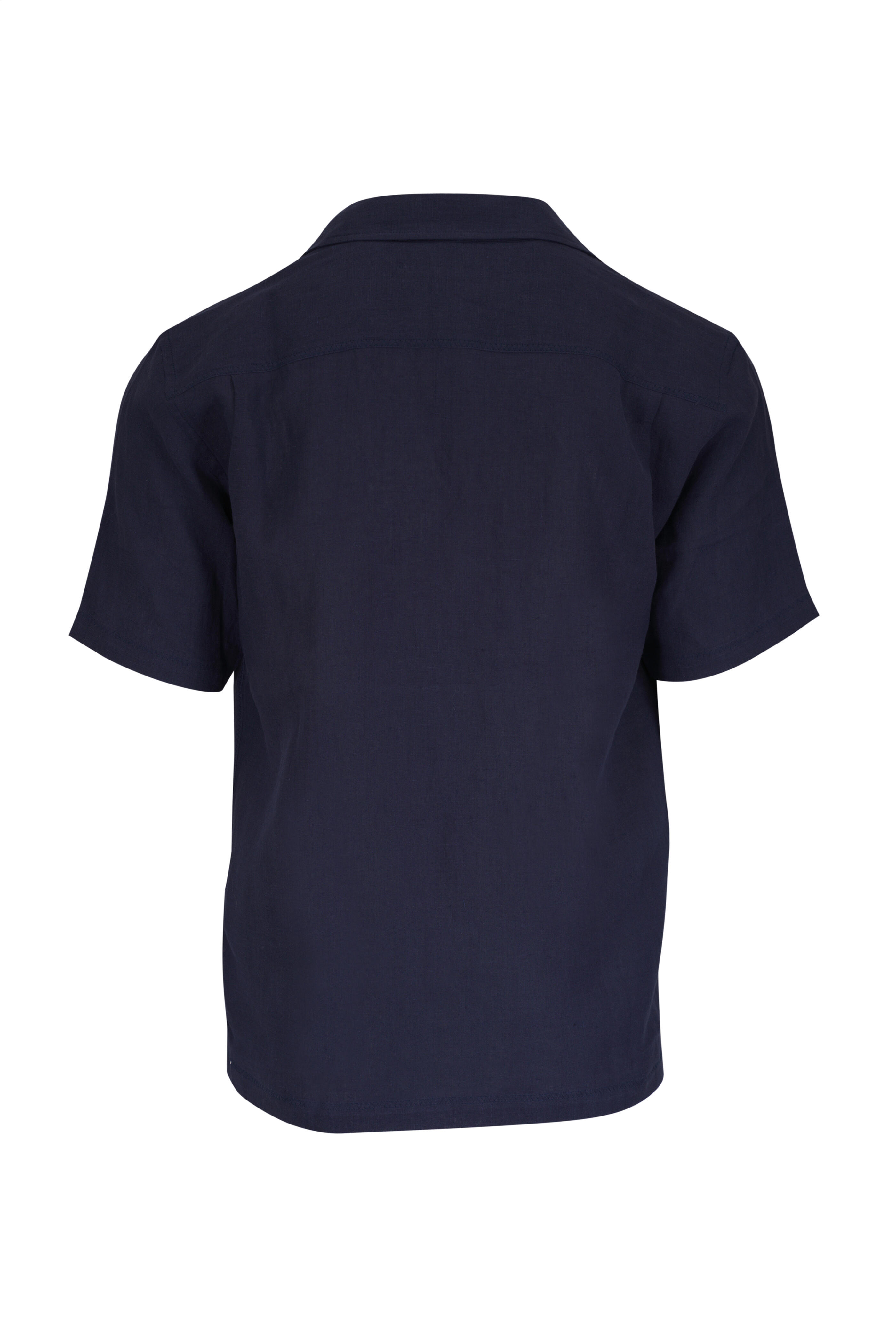 Orlebar Brown - Maitan II Navy Blue Linen Collard Shirt